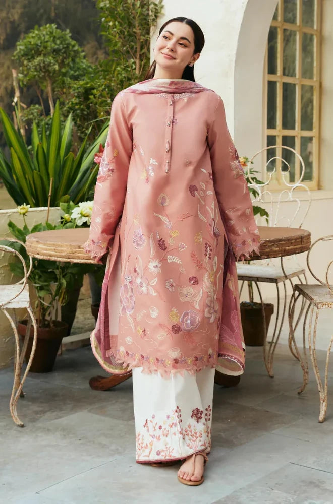 COCO BY ZARA SHAHJAHAN -3PC Lawn Embroidered Shirt with Chiffon Printed Dupatta and Trouser - BFU0020