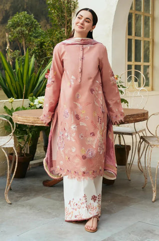 COCO BY ZARA SHAHJAHAN -3PC Lawn Embroidered Shirt with Chiffon Printed Dupatta and Trouser - BFU0020