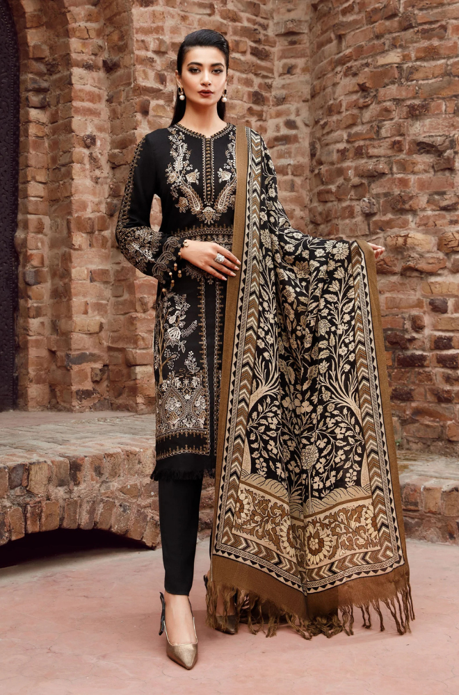 Maria.B - 3PC Dhanak Embroidered Suit - BFRZ0114