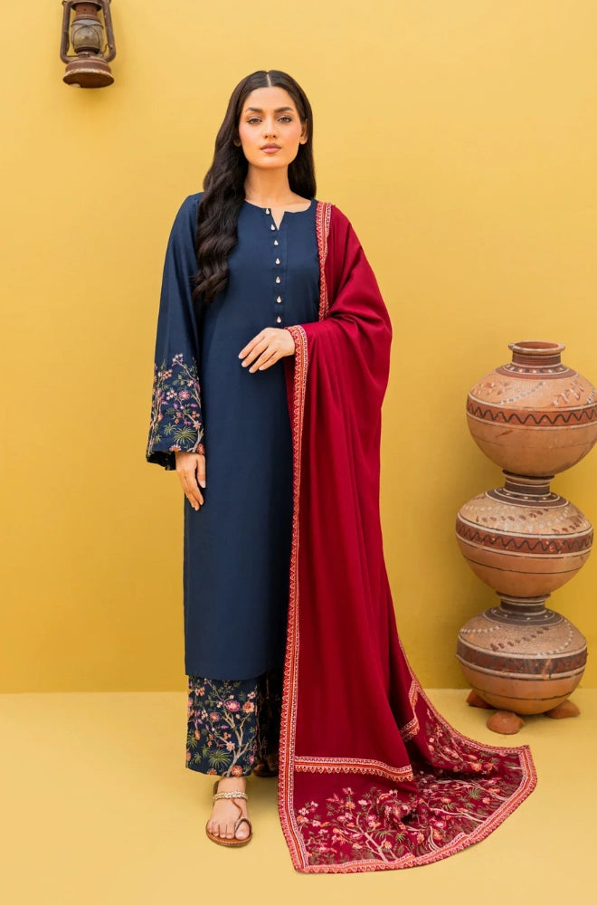 Kastoor - 3PC Dhanak Embroidered Suit - BFB01102