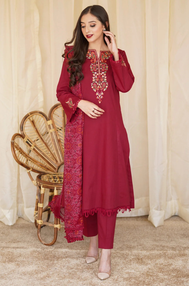 Asling - Winter 3PC Dhanak Embroidered Suit - BFB0412