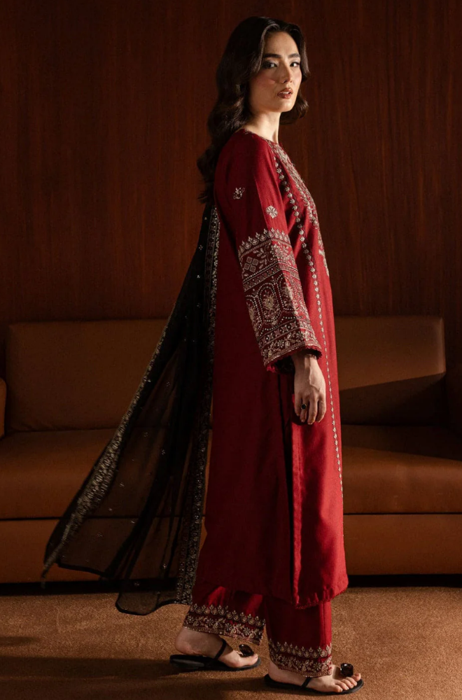 Zara Shahjahan - Winter 3PC Dhanak Embroidered Suit - BFB0454