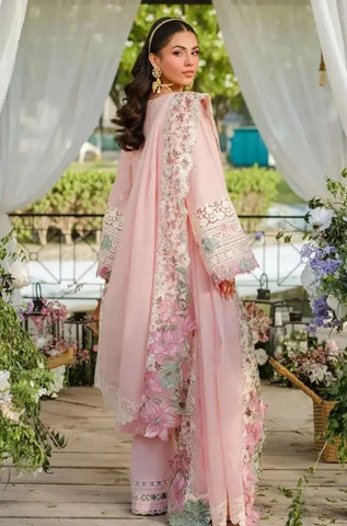 ELAF - 3PC Summer Lawn Embroidered Shirt with Organza Embroidered Dupatta and Trouser - BFB0793