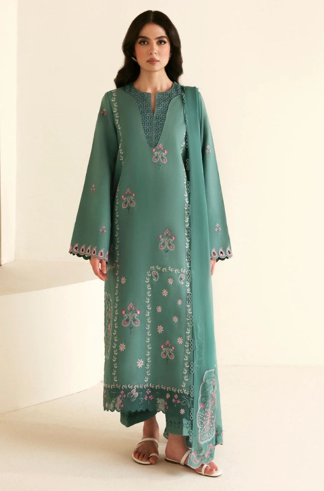 Republic - 3PC Dhanak Embroidered Shirt With Dhanak Embroidered Dupatta and Trouser - BFB01078