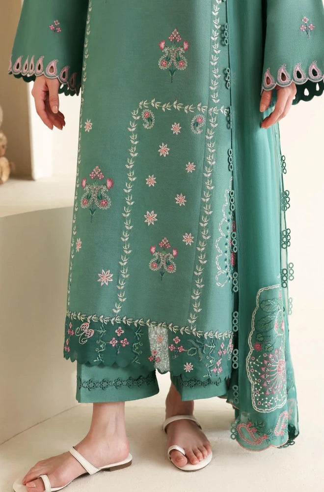 Republic - 3PC Dhanak Embroidered Shirt With Dhanak Embroidered Dupatta and Trouser - BFB01078