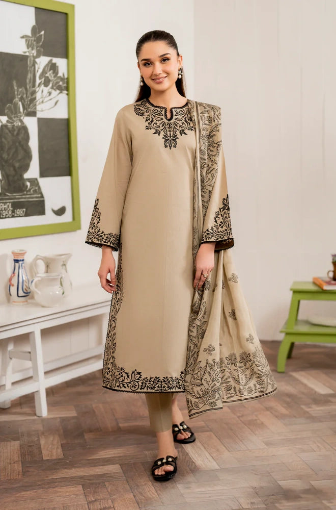 GARNET - 3PC Lawn Embroidered Shirt with Lawn Printed Dupatta and Trouser - BFB0150