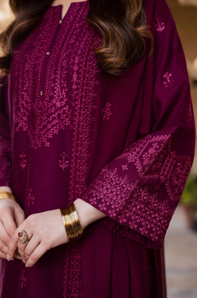 Batik - 3PC Dhanak Embroidered Shirt With Dhanak Embroidered Dupatta and Trouser - BFB01000