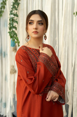 Urge - 3PC Dhanak Embroidered Suit - BFU0025