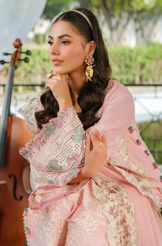ELAF - 3PC Summer Lawn Embroidered Shirt with Organza Embroidered Dupatta and Trouser - BFB0793