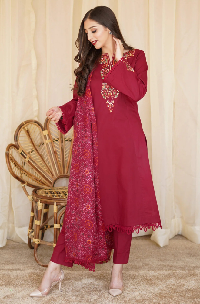 Asling - Winter 3PC Dhanak Embroidered Suit - BFB0412