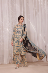 Sapphire - 3PC Shamoz Silk Print Suit - BFB0101