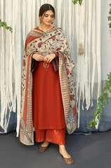 Urge - 3PC Dhanak Embroidered Suit - BFU0025