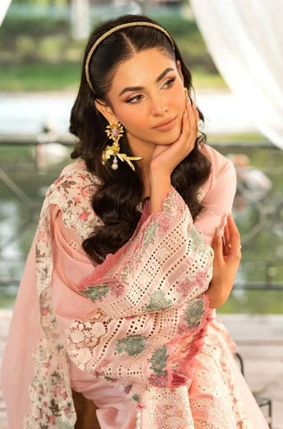 ELAF - 3PC Summer Lawn Embroidered Shirt with Organza Embroidered Dupatta and Trouser - BFB0793
