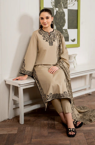 GARNET - 3PC Lawn Embroidered Shirt with Lawn Printed Dupatta and Trouser - BFB0150