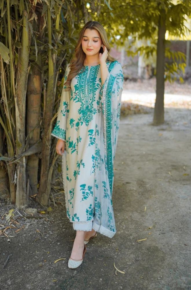 Aneelas - 3PC Lawn Printed Shirt with Lawn Printed Dupatta and Trouser - BFB0853