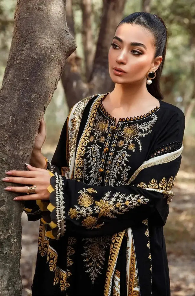 Maria.B - 3PC Embroidered Dhanak Shirt With Dhanak Embroidered Dupatta and Trouser - BFB01121