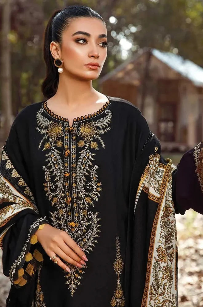 Maria.B - 3PC Embroidered Dhanak Shirt With Dhanak Embroidered Dupatta and Trouser - BFB01121