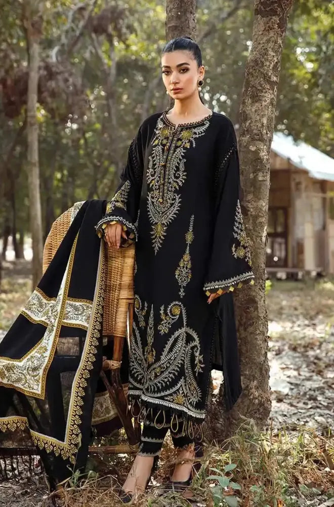 Maria.B - 3PC Embroidered Dhanak Shirt With Dhanak Embroidered Dupatta and Trouser - BFB01121