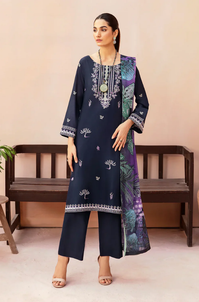 AFSANAH - 3PC Lawn Embroidered Suit - BFB0225