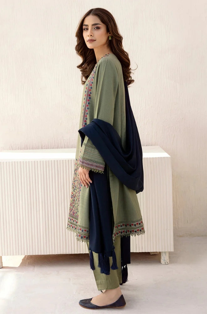 Jazmin - 3PC Dhanak Embroidered Shirt With Dhanak Embroidered Dupatta and Trouser - BFB0906