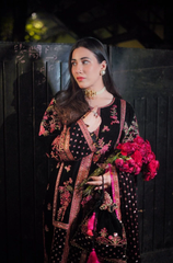 Boraque -Winter 3PC Velvet Embroidered Suit - BFB0560