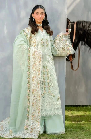 ELAF - 3PC Summer Lawn Embroidered Shirt with Cotton Net Embroidered Dupatta and Trouser - BFB0794
