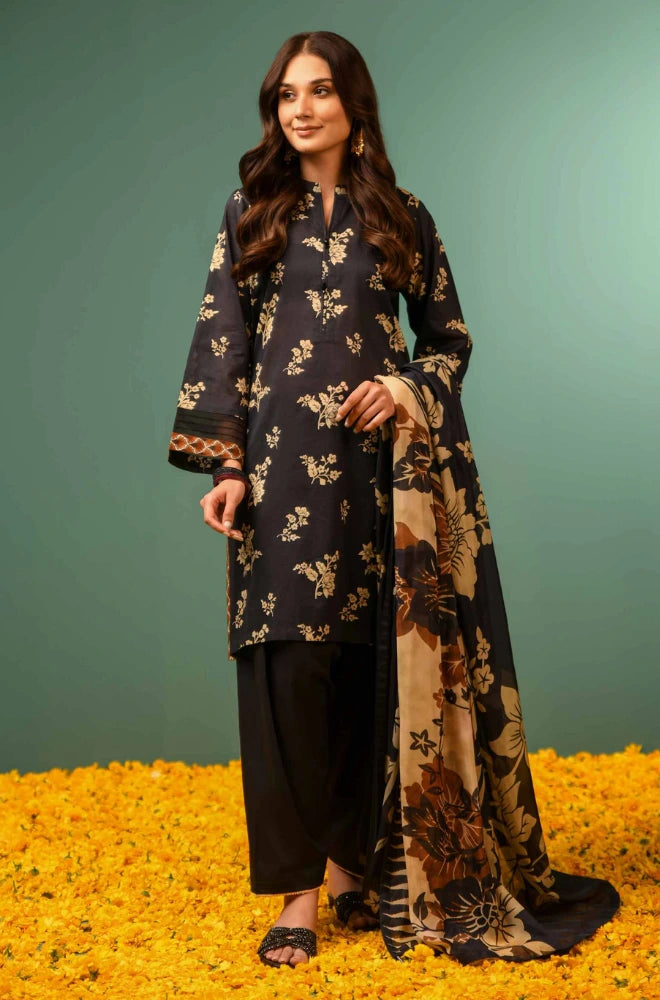 Nishat Linen - 3PC Dhanak Embroidered Suit - BFB01099