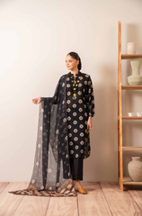 NishatLinen - 3PC Dhanak Embroidered Suit - BFB0130