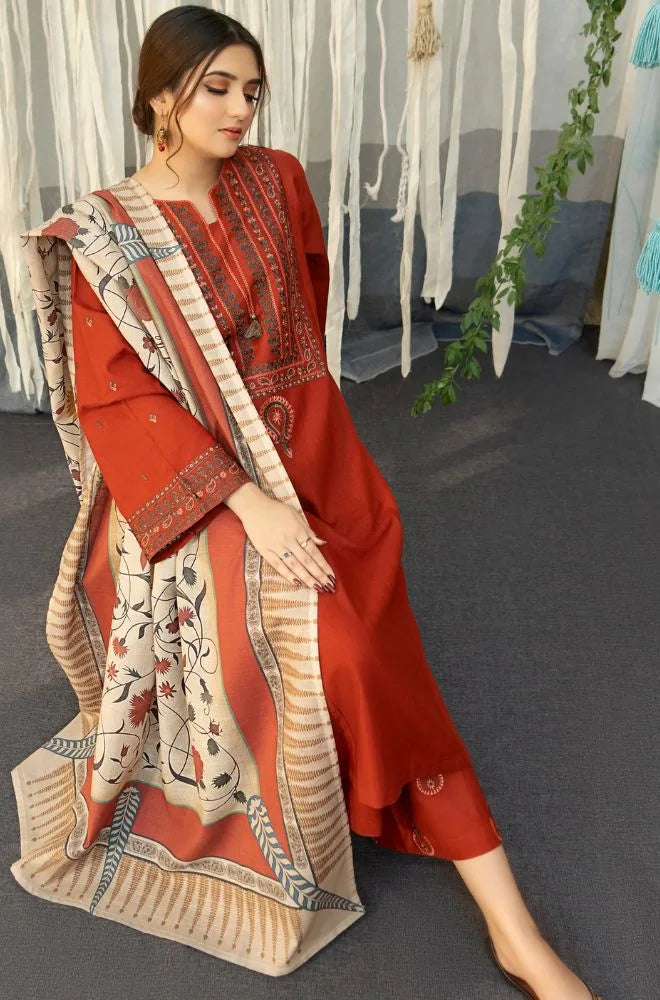 URGE - 3PC Lawn Embroidered Shirt with Monar Printed Dupatta and Trouser - BFU00250