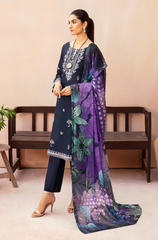 AFSANAH - 3PC Lawn Embroidered Suit - BFB0225