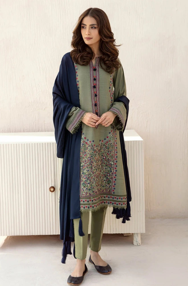 Jazmin - 3PC Dhanak Embroidered Shirt With Dhanak Embroidered Dupatta and Trouser - BFB0906