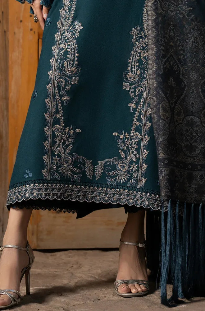 Izel - 3PC Unstitched Dhanak Embroidered Shirt with Digital Printed Dupatta and Trouser - BFB01149