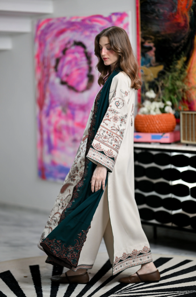 ZAIB - 3PC Dhanak Embroidered Shirt with Dhanak Embroidered Dupatta and Trouser - BFB01164