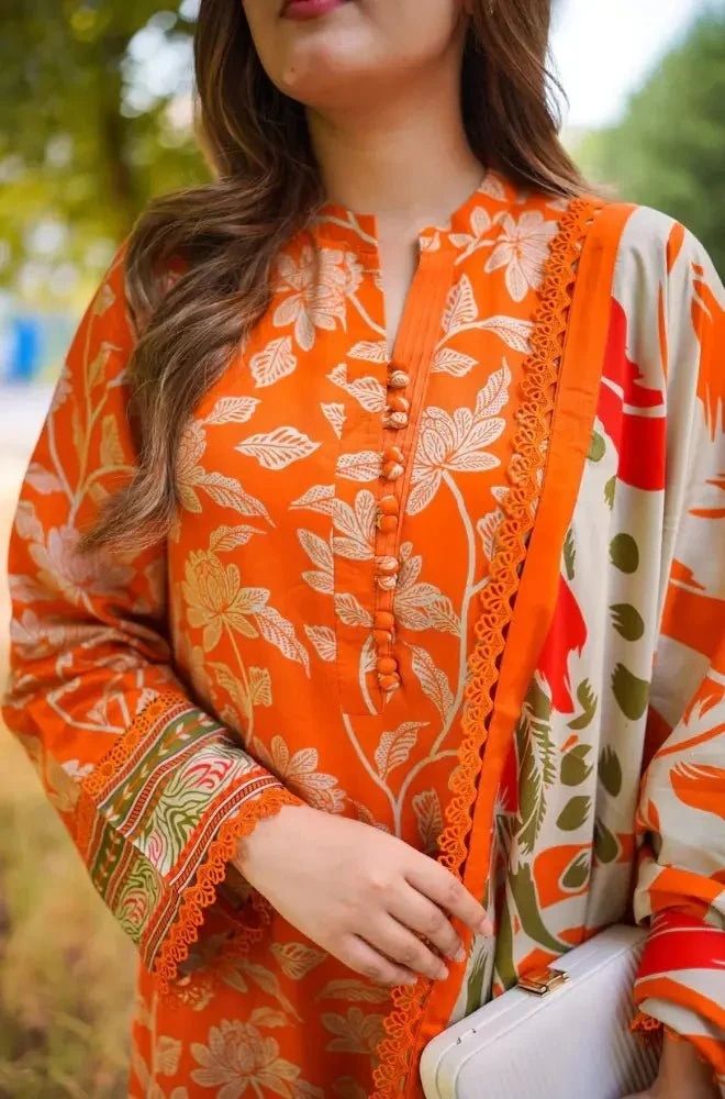 Baroque - 3PC Lawn Printed Shirt with Lawn Printed Dupatta and Trouser - BFB0839