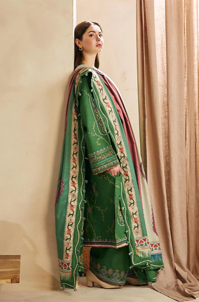 ZARA SHAH JAHAN - 3PC Dhanak Embroidered Suit - BFU0056