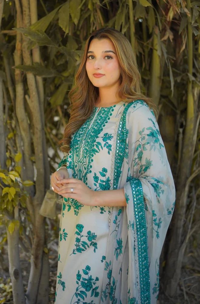Aneelas - 3PC Lawn Printed Shirt with Lawn Printed Dupatta and Trouser - BFB0853