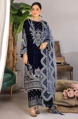 Boraque -Winter 3PC Velvet Embroidered Suit - BFB0558