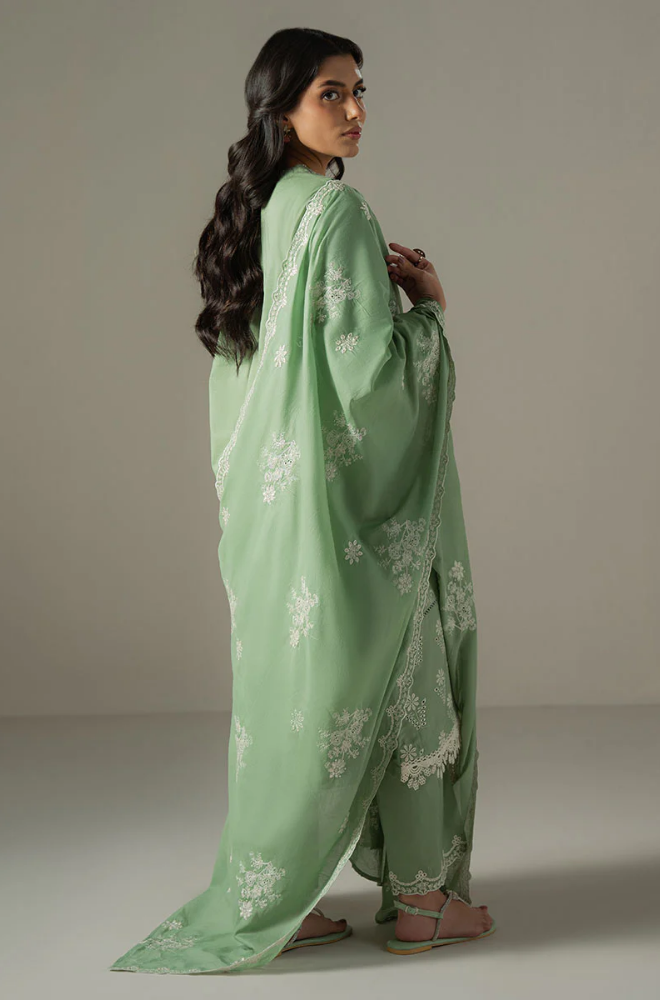 3PC Lawn Embroidered Shirt with Lawn Embroidered Dupatta and Trouser - BFB0675