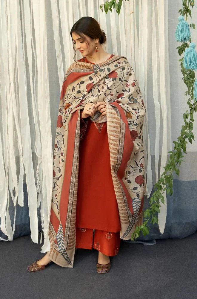 URGE - 3PC Lawn Embroidered Shirt with Monar Printed Dupatta and Trouser - BFU00250