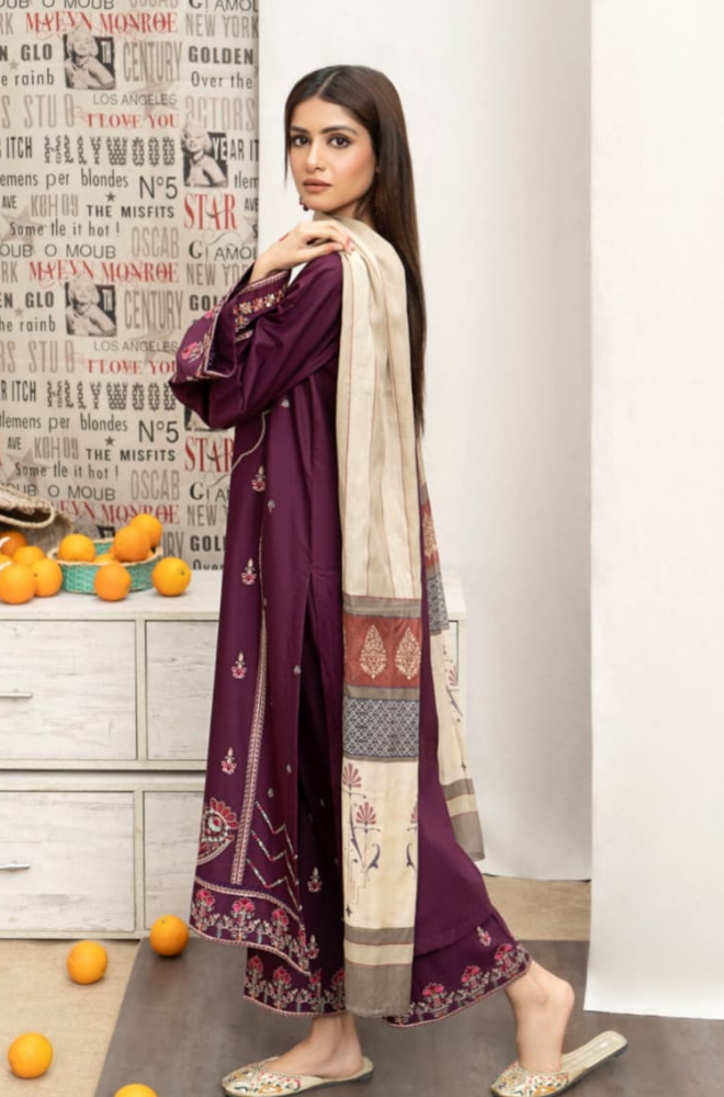 URGE - Winter 3PC Dhanak Embroidered Suit - BFB0494