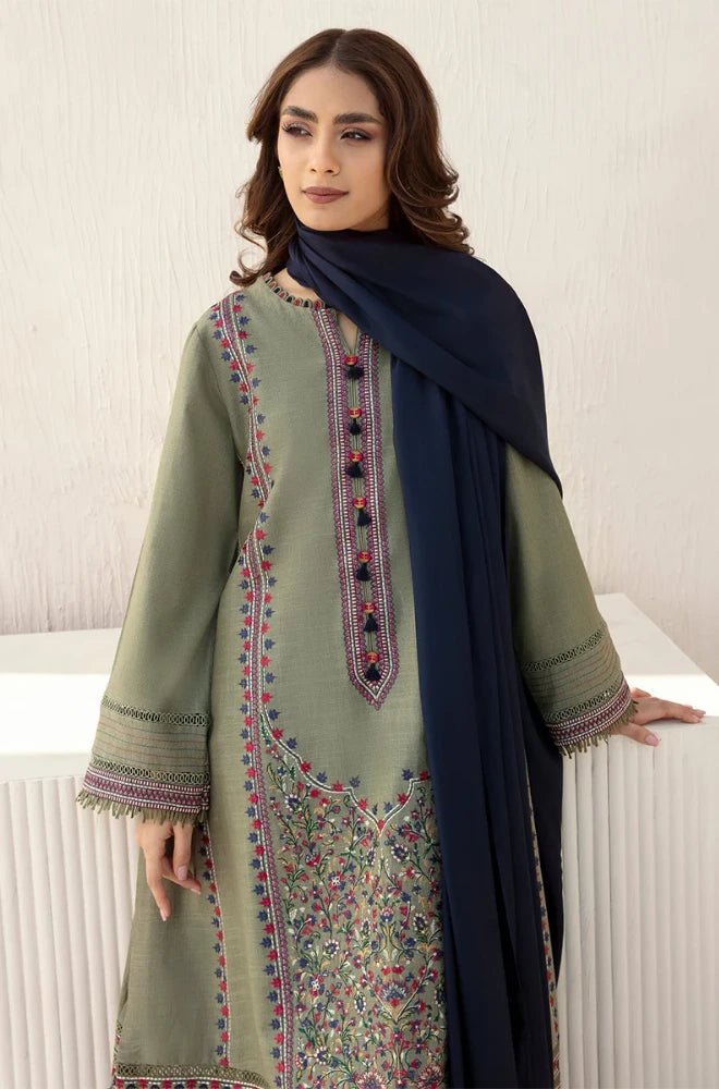 Jazmin - 3PC Dhanak Embroidered Shirt With Dhanak Embroidered Dupatta and Trouser - BFB0906