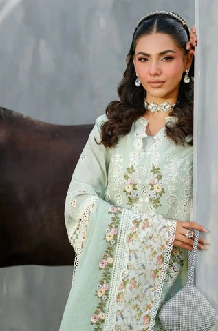 ELAF - 3PC Summer Lawn Embroidered Shirt with Cotton Net Embroidered Dupatta and Trouser - BFB0794