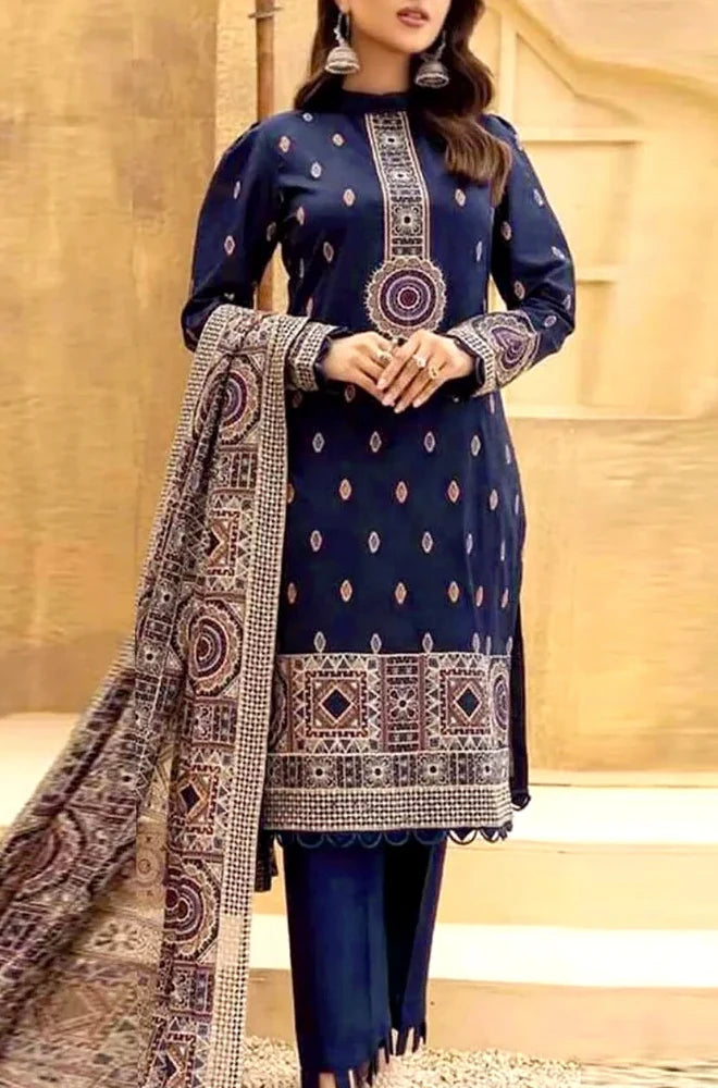 Bareeze - 3P Dhanak Embroidered Suit - BFB01097