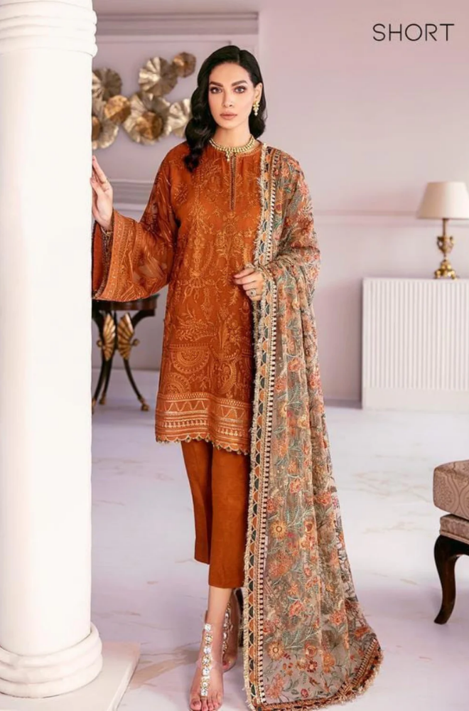 Boraque - 3PC Dhanak Embroidered Suit - BFB0102