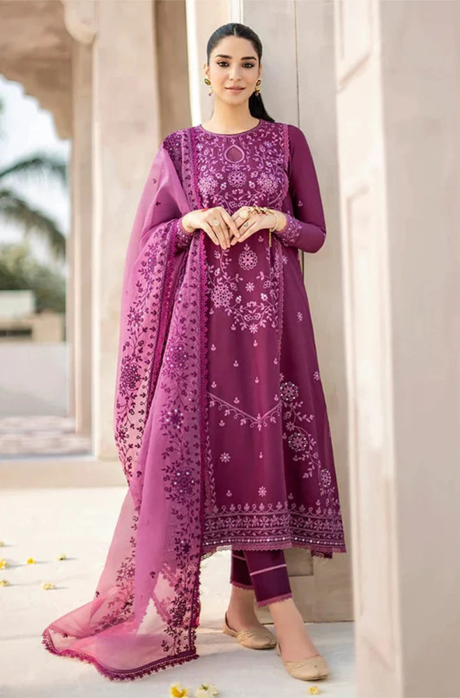 Cross Stitch - 3PC Dhanak Embroidered Shirt With Organza Embroidered Dupatta and Trouser - BFB0905