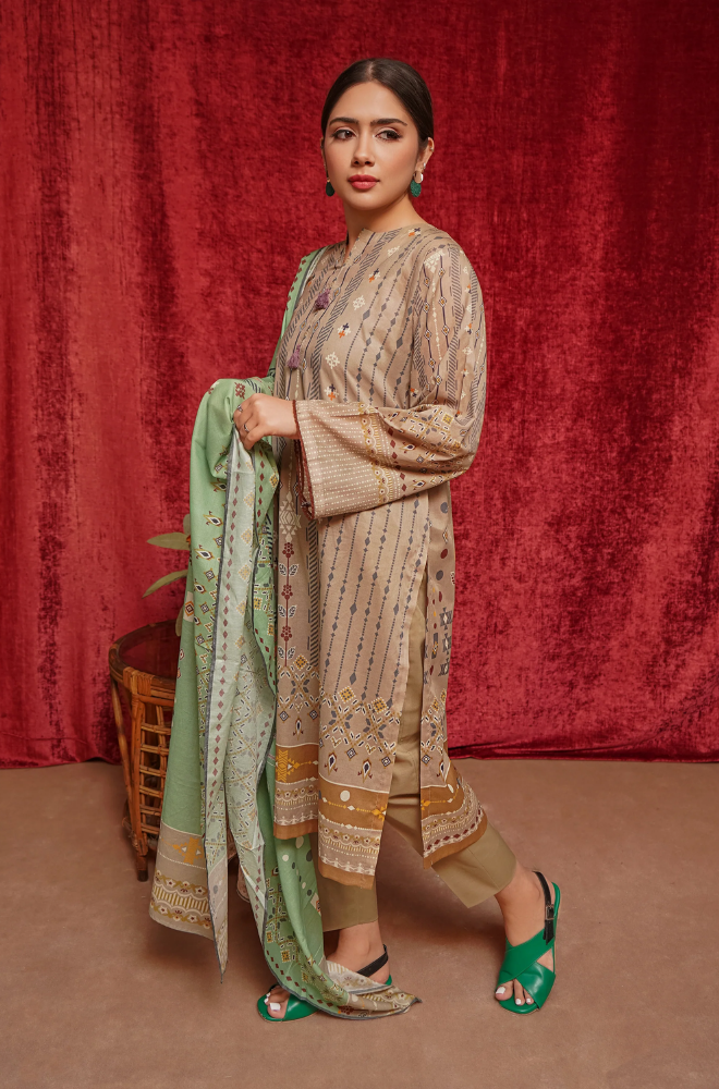 Urge - 3PC Khaddar Printed Suit - BFB0192