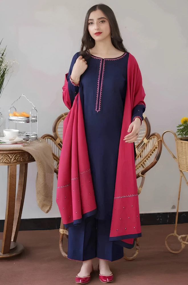 Aisling - 3PC Dhanak Embroidered Suit - BFB01095