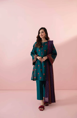 NishatLinen - 3PC Dhanak Embroidered Suit - BFB0131