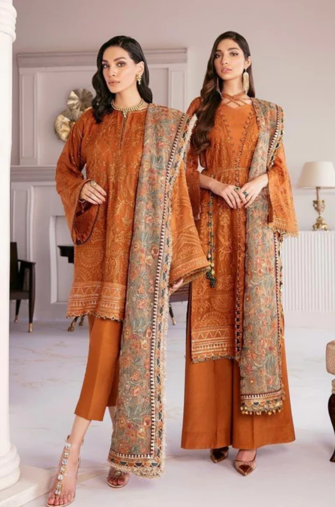 Boraque - 3PC Dhanak Embroidered Suit - BFB0102