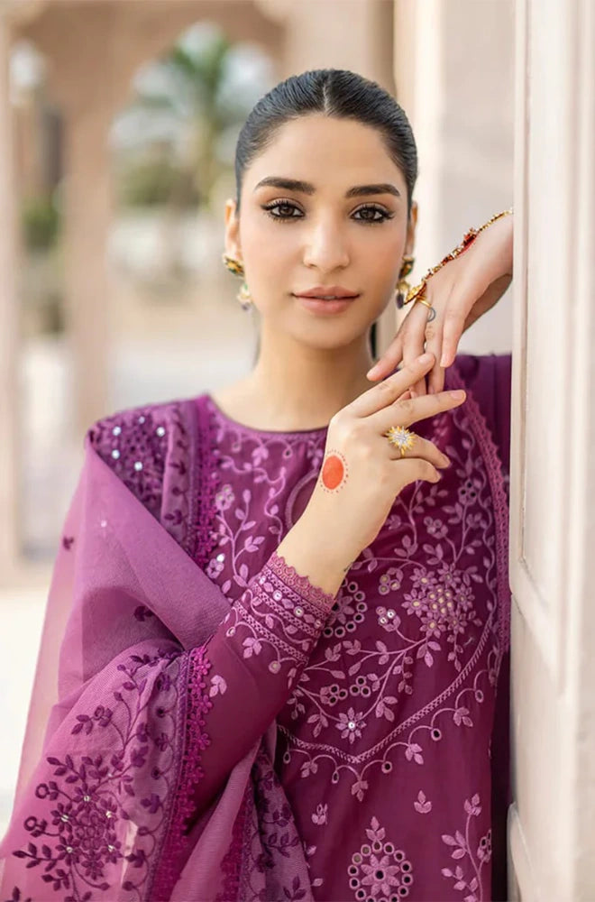 Cross Stitch - 3PC Dhanak Embroidered Shirt With Organza Embroidered Dupatta and Trouser - BFB0905